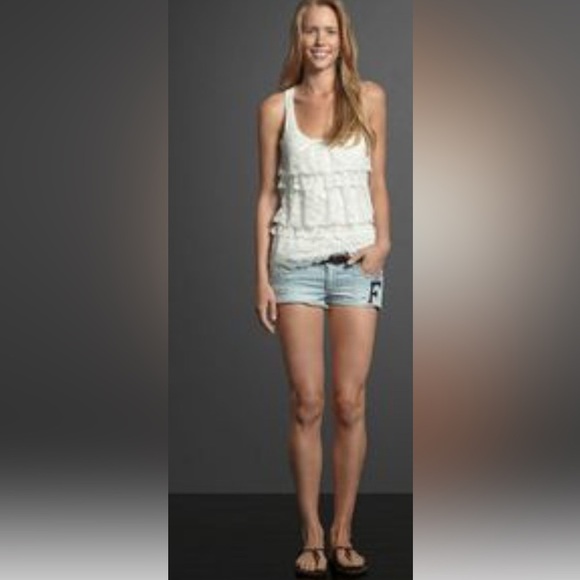 Y2k Abercrombie shorts denim faded cut off frayed classic preppy logo spring - Picture 1 of 4